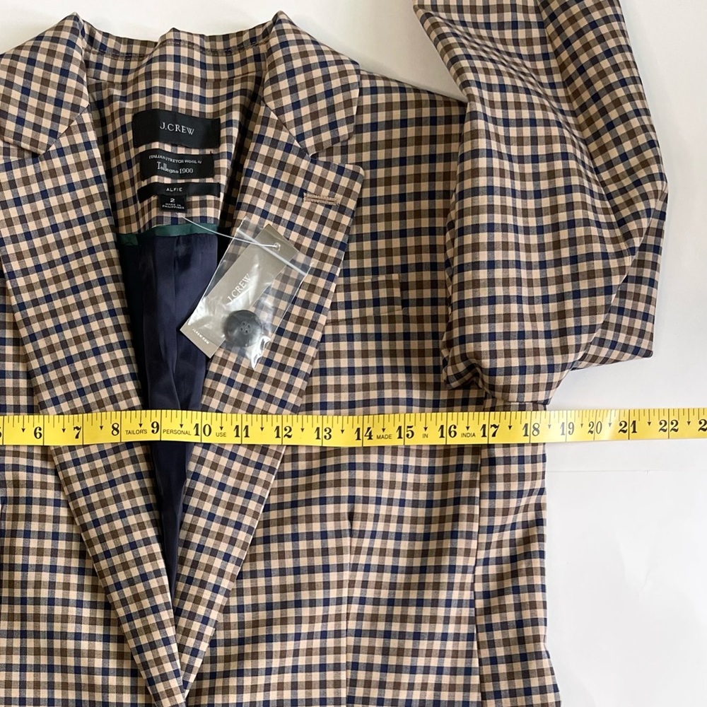 J. Crew Checked Alfie Blazer in Brown, Navy & Cream 2 - Picture 4 of 8